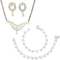 AanyaCentric Gold-Polished Mangalsutra Pendant Earring Set & Silver Plated Anklet