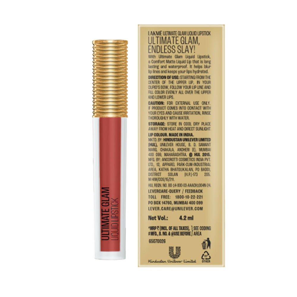 Lakme Ultimate Glam Matte Liquid Lipstick - Nude Myth