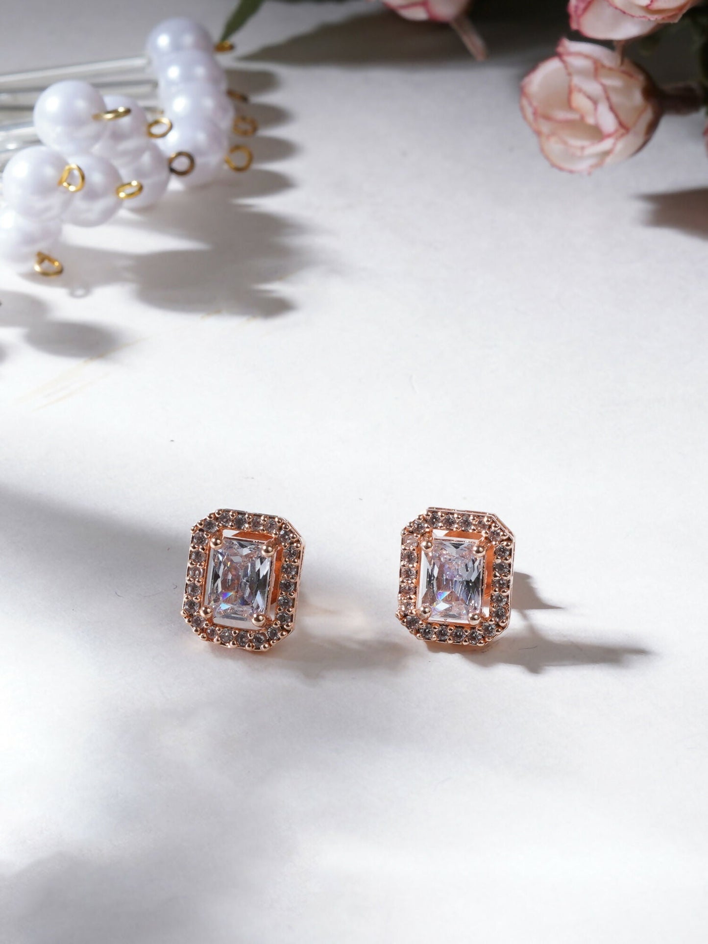stone stud (Rose gold) - Ruby Raang
