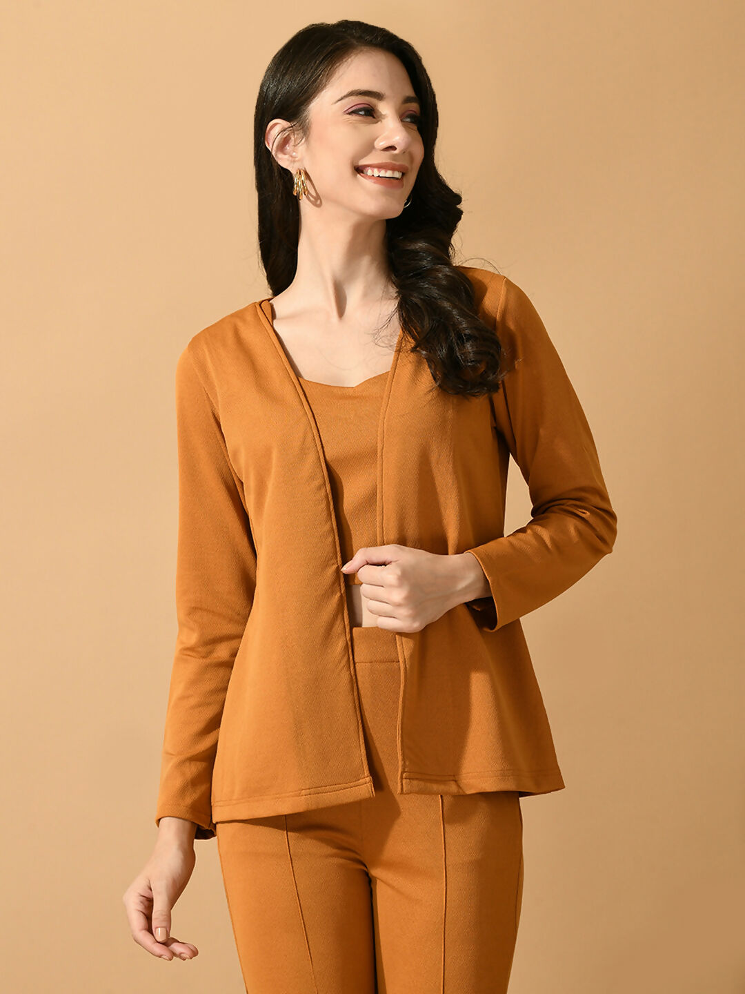 Myshka Women's Mustard Solid Solid Jacket