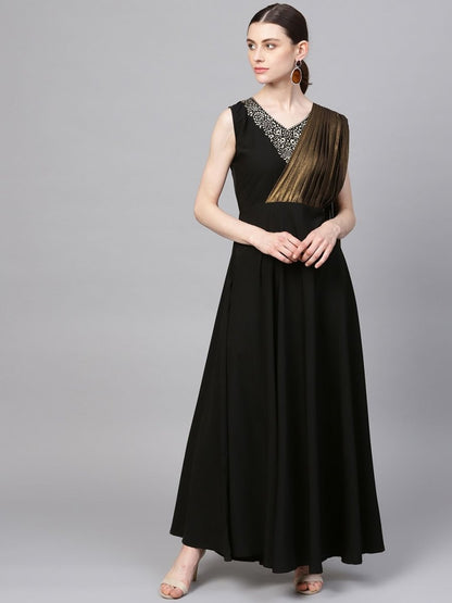Ahalyaa Black Crepe Dress
