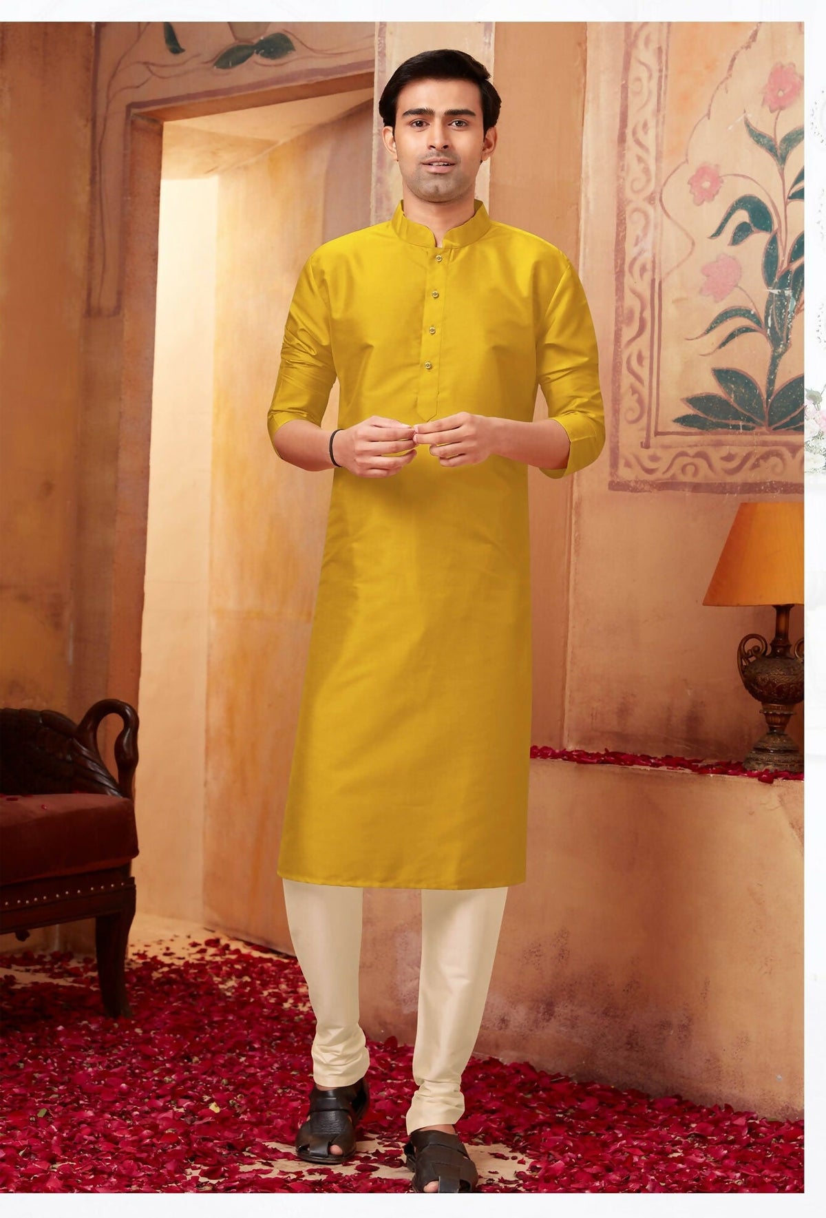 Joban Fashion Green Art Silk Kurta Pyjama