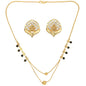 AanyaCentric Gold-Polished Short Mangalsutra Set with Earrings