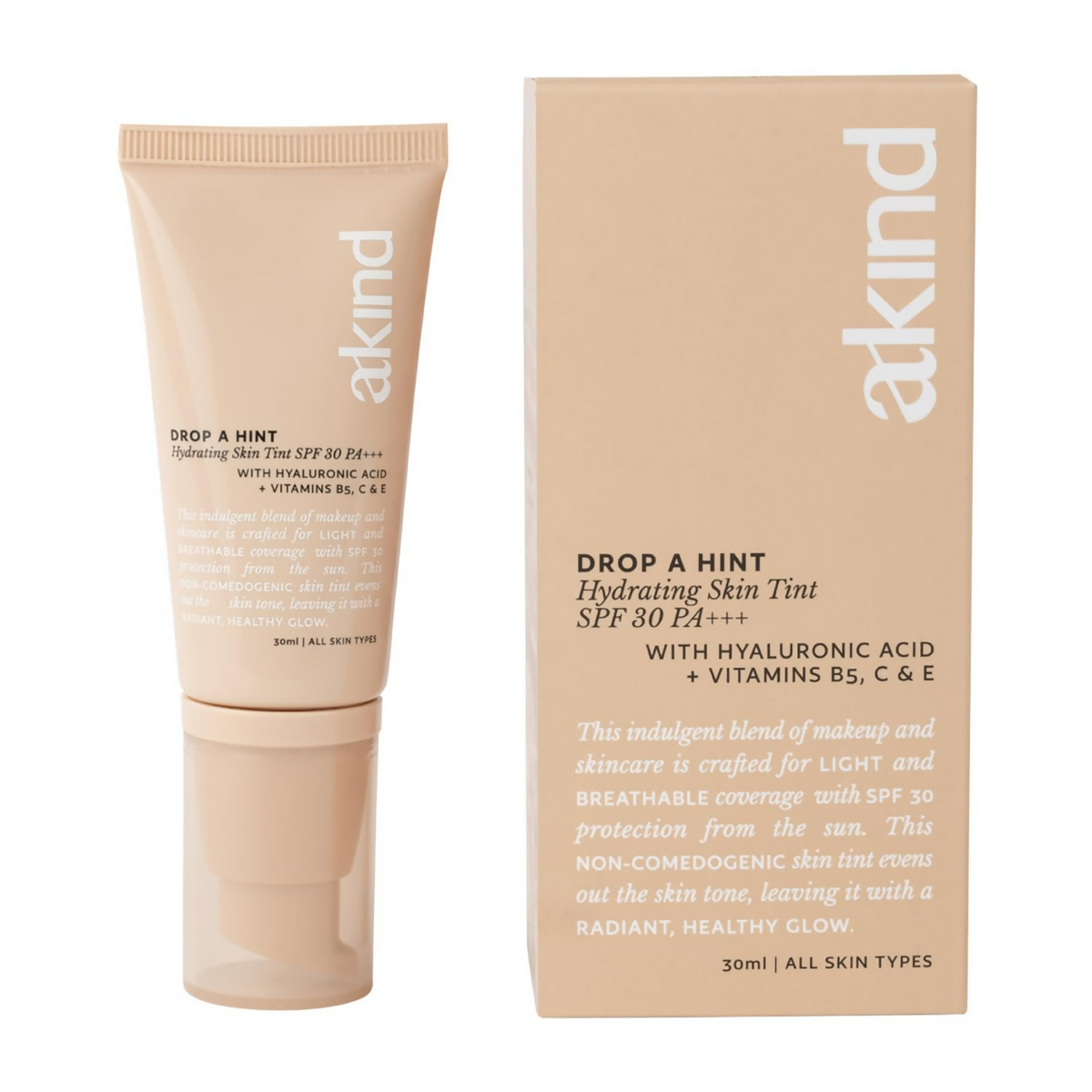 Akind Drop A Hint Hydrating Skin Tint Spf 30 Pa+++160 Caramel