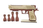 Kraftsman Semi-Automatic Wooden Rubber Band Shooting Gun Toys for Kids & Adults with Target | 5 Rapid Fire Shots