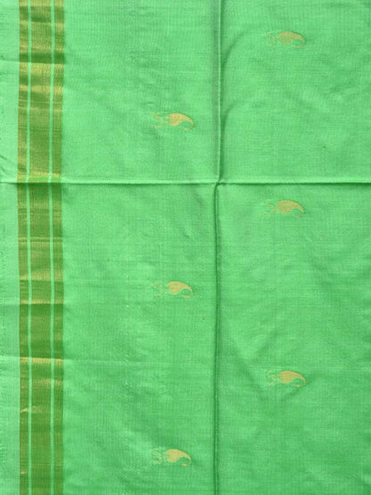 Light Green Uppada Silk Handloom Saree with Karpur Pallu Design - Global Threads