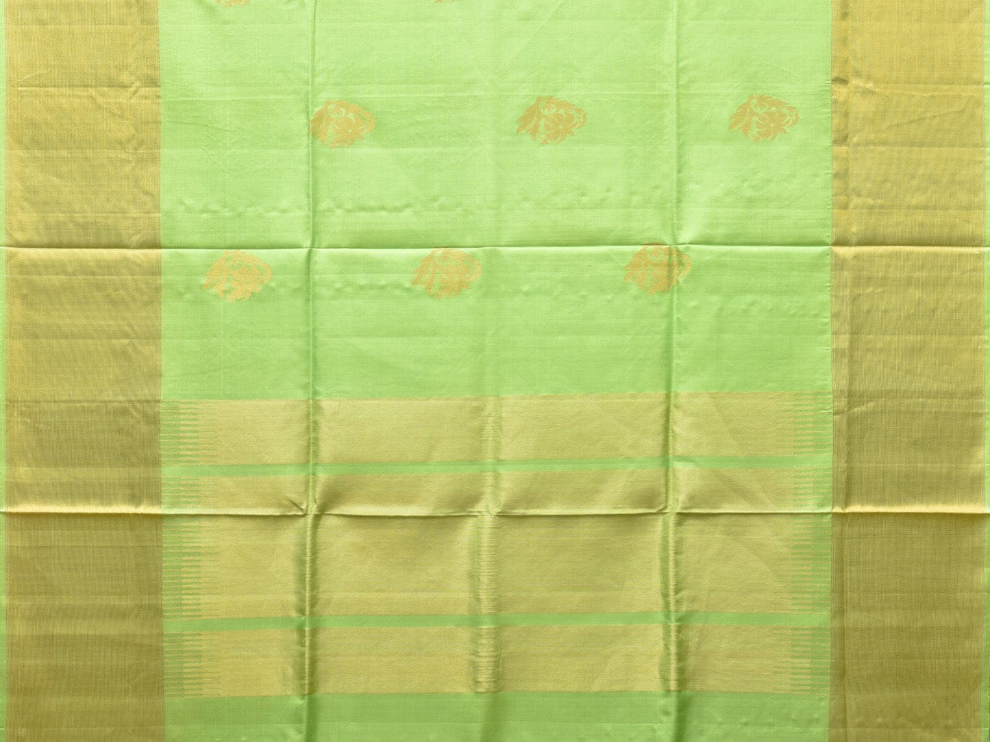 Light Green Uppada Silk Handloom Saree with Nilamabri Buta Design - Global Threads