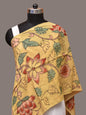 Light Yellow Kalamkari Hand Painted Sico Stole with Floral Design - Global Threads