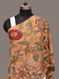 Light Yellow Kalamkari Hand Painted Sico Stole with Floral Design - Global Threads