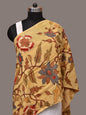 Light Yellow Kalamkari Hand Painted Sico Stole with Floral Design - Global Threads