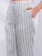 BohoJazz Striped Linen Three Piece Co-ord Set - Blue & White