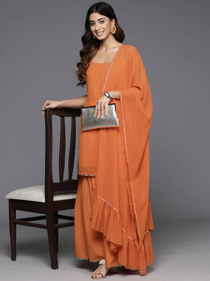 Ahalyaa Women's Traditional wear Kurta Set - Orange