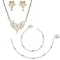 AanyaCentric Gold-Polished Mangalsutra Pendant Earring Set & Silver Plated Anklet