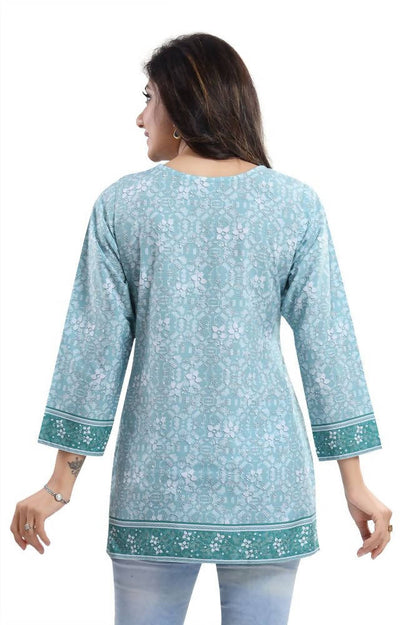 Snehal Creations Alluring Faux Crepe Printed Short Kurti Tunic Top