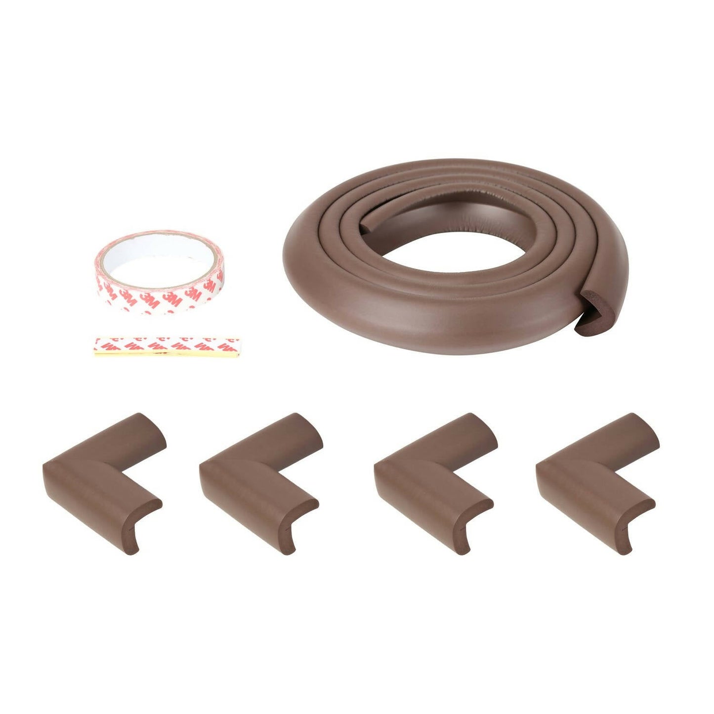 Safe-O-Kid Unique High Density L-Shaped 2 Mtr Long 2 Large Edge Guard With 8 Corner Cushions - D.Brown