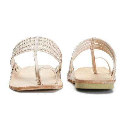 Stepsoft Men'S Off-White Kolhapuri Chappal | Handcrafted Ethnic Leather Wedding Footwear