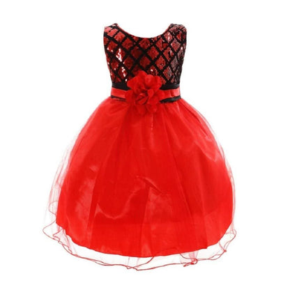 Asmaani Baby Girl's Black & Red Colour Satin A-Line Maxi Full Length Dress (AS-DRESS-22082)