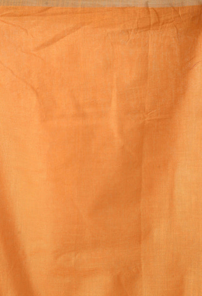 Mominos Fashion Moeza Orange Bhagalpuri Handloom Silk Linen Saree with unstitched Blouse piece
