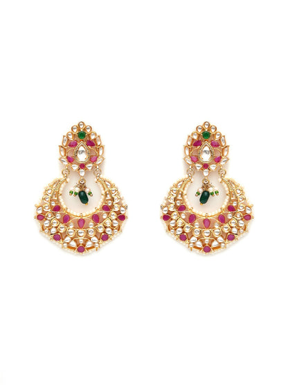 Kundan Chand Earrings (Gold) - Ruby Raang