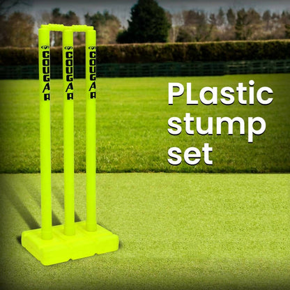 Cougar Plastic Cricket Stumps Set (Portable Plastic Wicket Set) with Stand & Bails