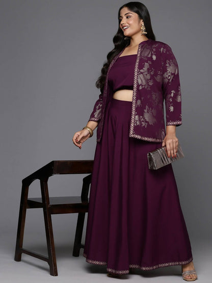 Ahalyaa Women's Traditional Wear Co-ords - Burgundy
