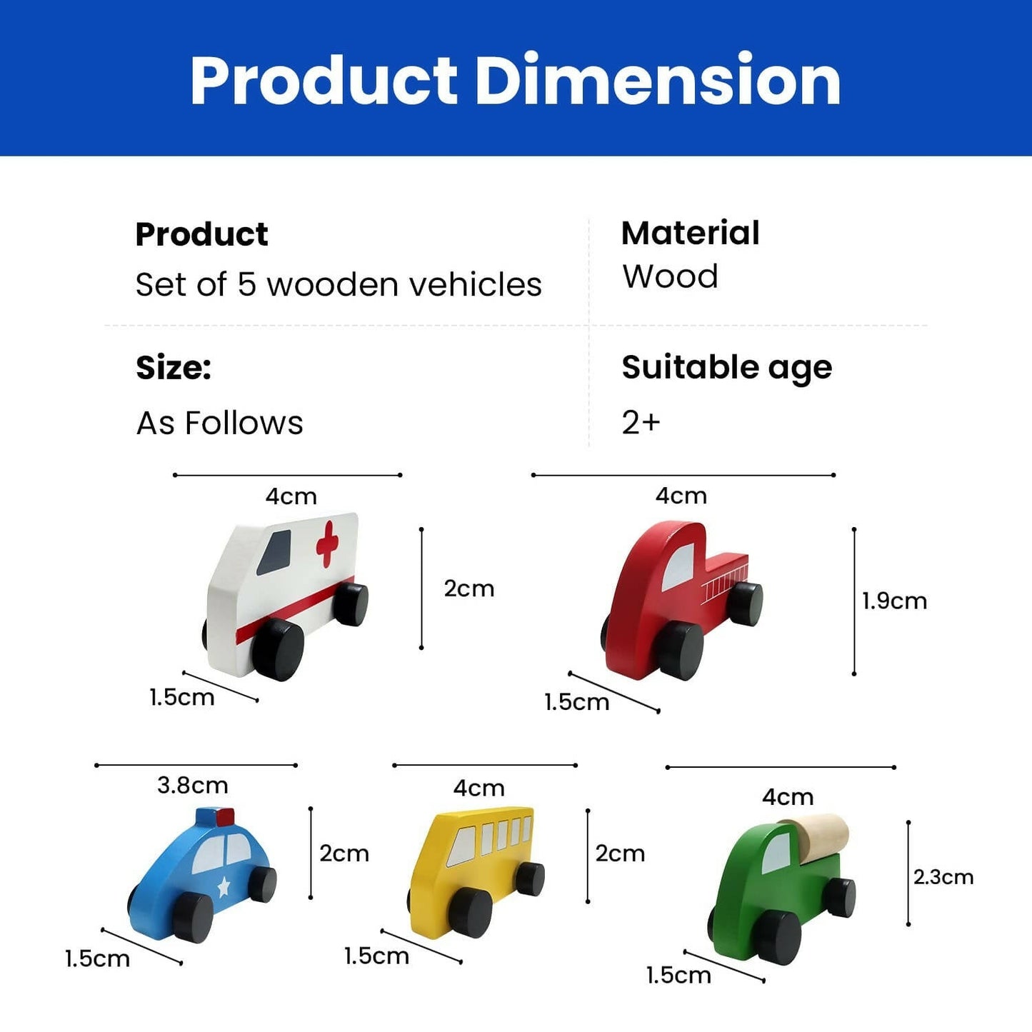 Matoyi Wooden Emergency Toy Vehicle Set of 5