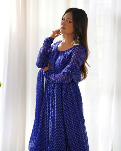 Joban Fashion Royal Blue Kurta Set Georgette Sequence Embroidery Work