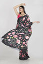 Aayaa Designer Printed Satin Saree - Multi Color