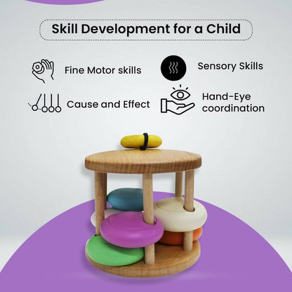 Matoyi Colorful Wooden Bell Rattle For Babies