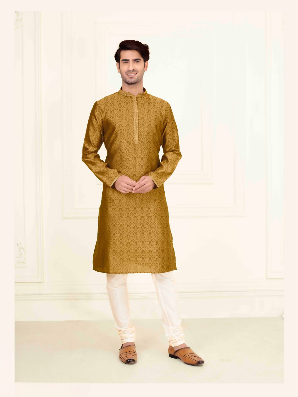 Joban Fashion Musturd Jacquard Kurta Pyjama