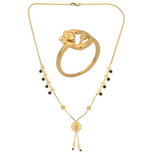 AanyaCentric Gold-Polished Mangalsutra & Ring Set
