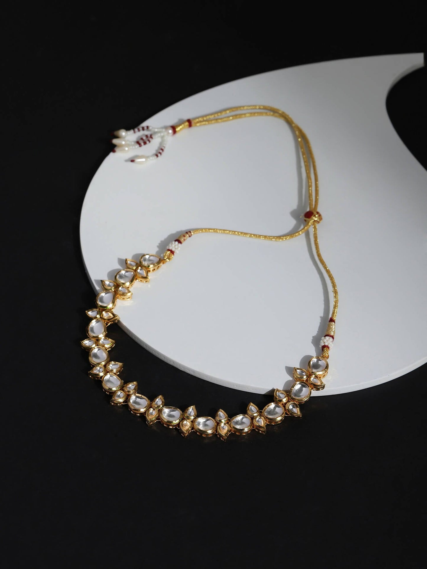 Gold-Toned White Brass Gold-Polished Necklace - Ruby Raang