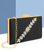 Joban Fashion Luxurious Satin Evening Clutch With Detachable Chain Strap - Black