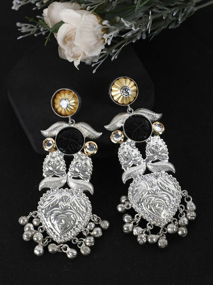 Joban Fashion Women Long Pattern Silver Tone Earrings