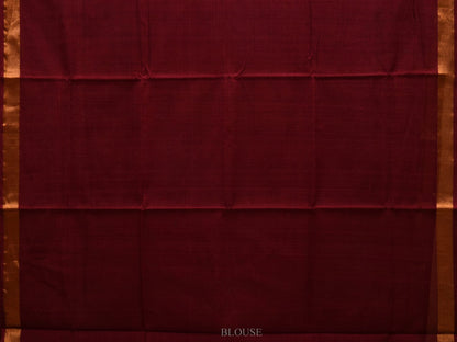 Maroon Khadi Cotton Handloom Saree with Pallu Design - Global Threads