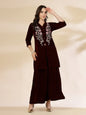 Yufta Maroon Velvet Zari Work CoOrd Set