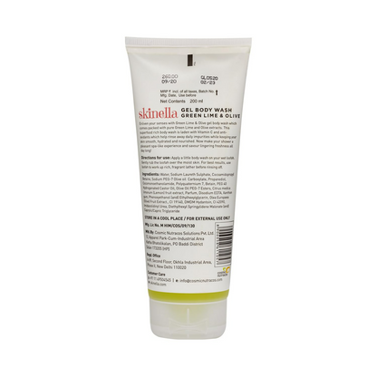 Skinella Gel Body Wash,Green Lime And Olive with Vitamins E & C