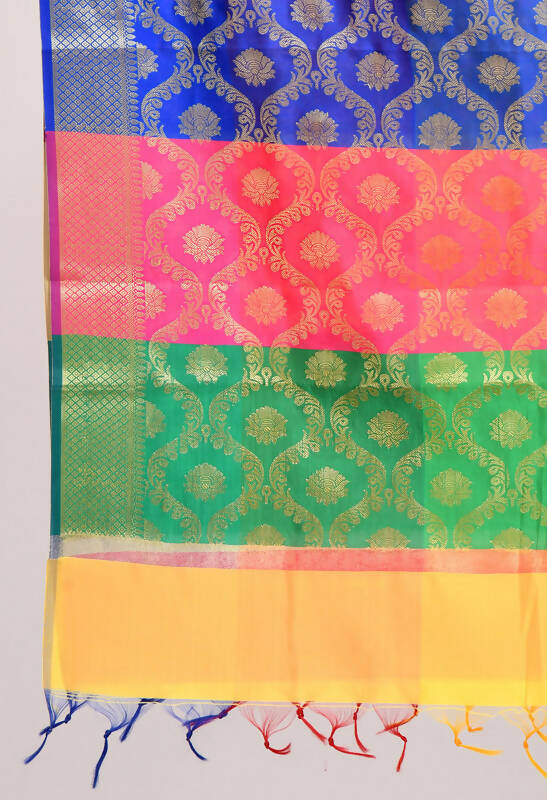 Mominos Fashion Moeza Banarsi Silk Floral Woven Design Multi Dupatta For Women