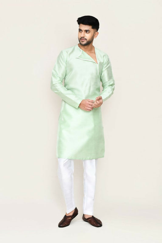 Joban Fashion Green Colored Art Silk Fabric Kurta With Straight Fit Pant