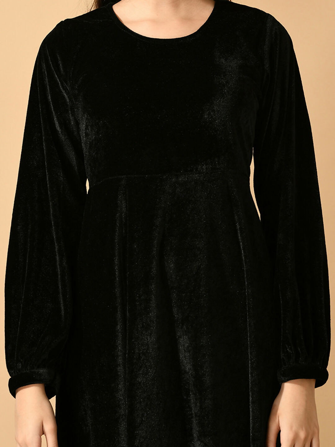 Myshka Women's Black Fit and Flare Party Dress