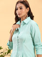 BohoJazz Mint Green Longline Shirt with Formal Pants Co-ord Set