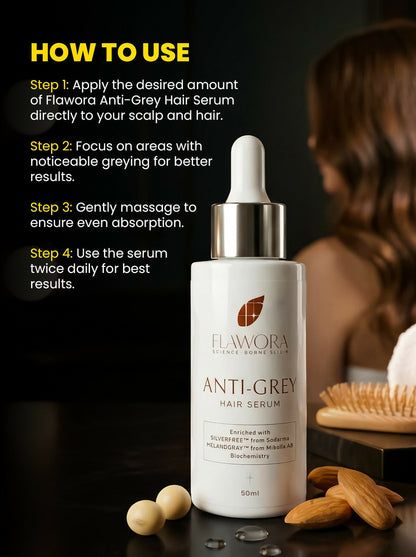 Flawora Set of Anti-Grey Hair Serum and Golden Glow Face Serum