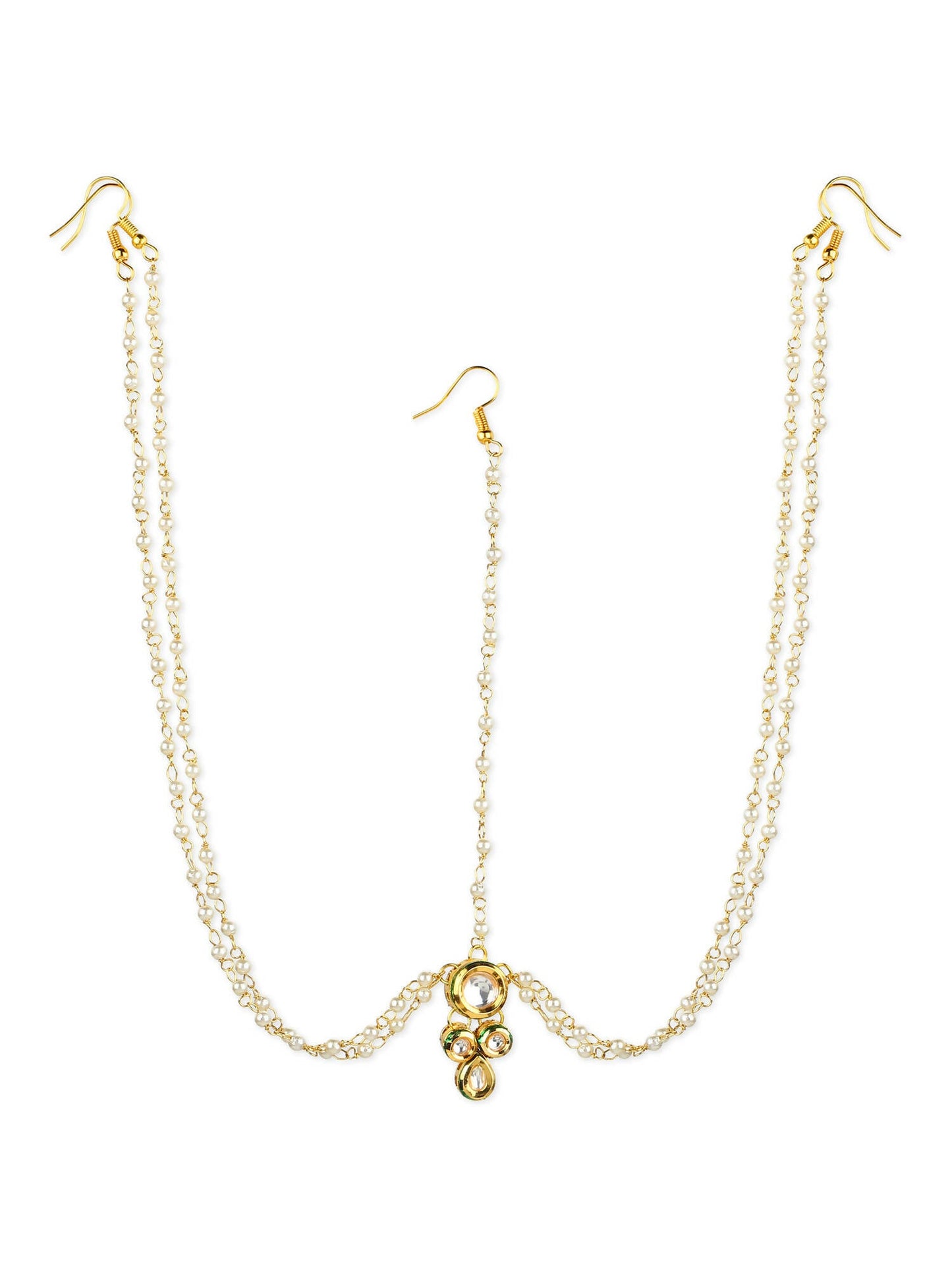 Gold-Polished Kundan Head Jewellery - Ruby Raang