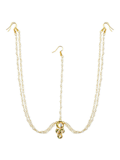 Gold-Polished Kundan Head Jewellery - Ruby Raang