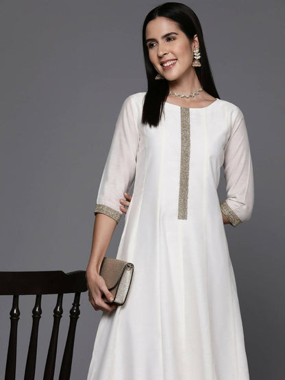 Ahalyaa Women's Traditional wear Ethnic Dress - Off White