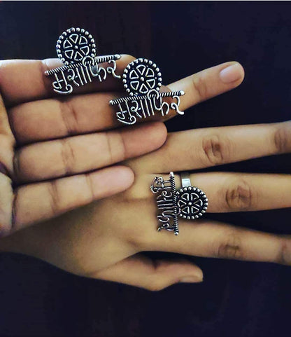 Silver-Plated Alloy Silver Oxidised Ring And Earring Combo - The Pari
