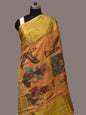 Mustard Kalamkari Hand Painted Kanchipuram Silk Handloom Dupatta with Egyptian Design - Global Threads
