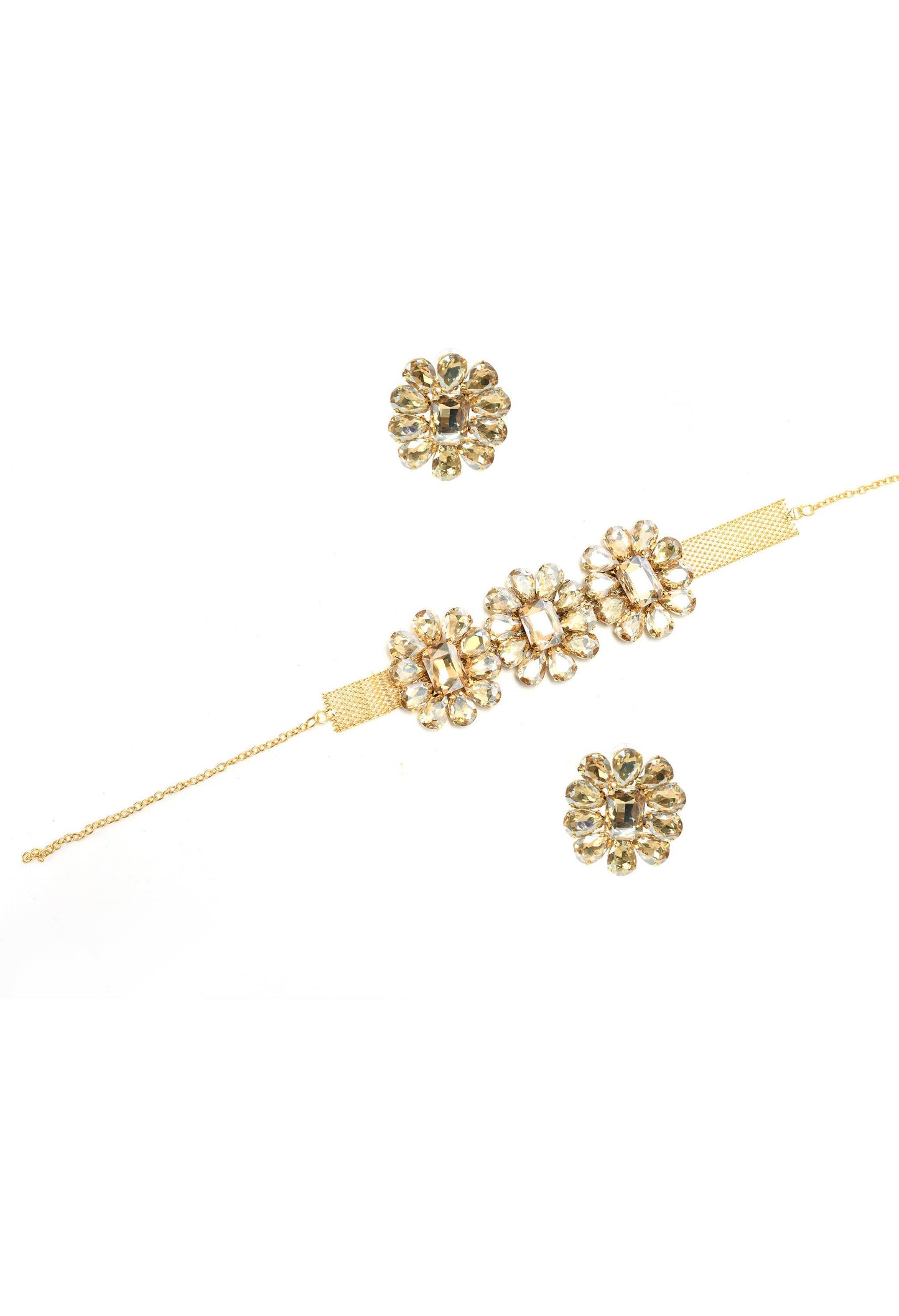 Mominos Fashion Joharkamal Gold-Polished Brass Finish Stone Choker For Women & Girls (Golden)