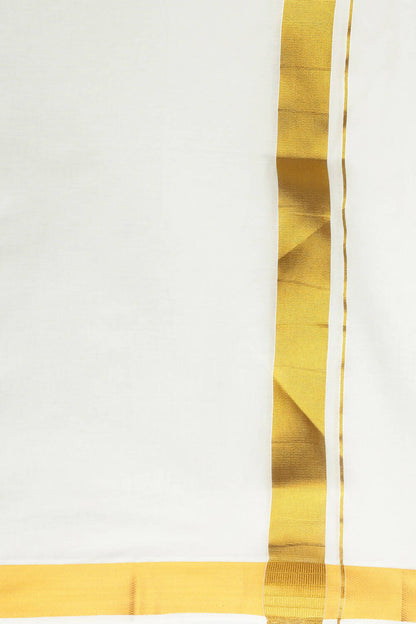 Ramraj Cotton Mens Cotton 1 1/2 " Gold Jari Dhoti - Kora