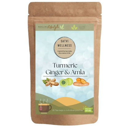 Satvi Wellness Turmeric Ginger Amla Tea| Turmeric Tea| Ginger Tea| Amla Tea | Herbal Tea